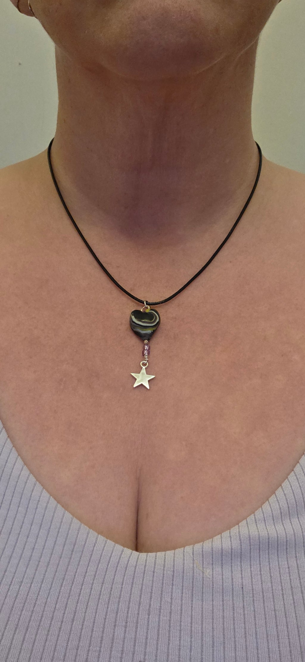 Non binary heart necklace